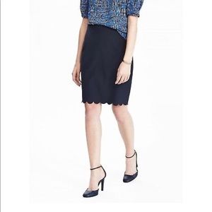 Banana republic navy scallop pencil skirt